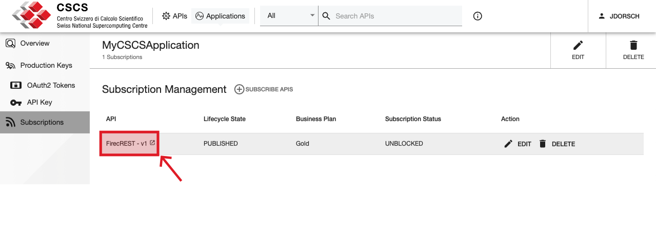 FirecREST subscription management