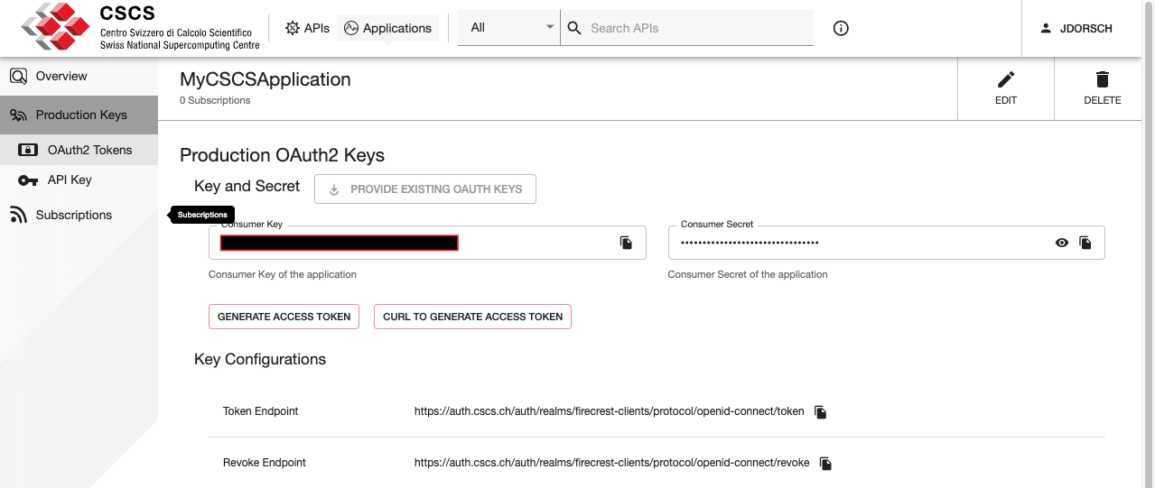 FirecREST keys