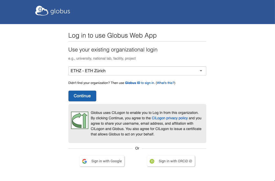 globus login