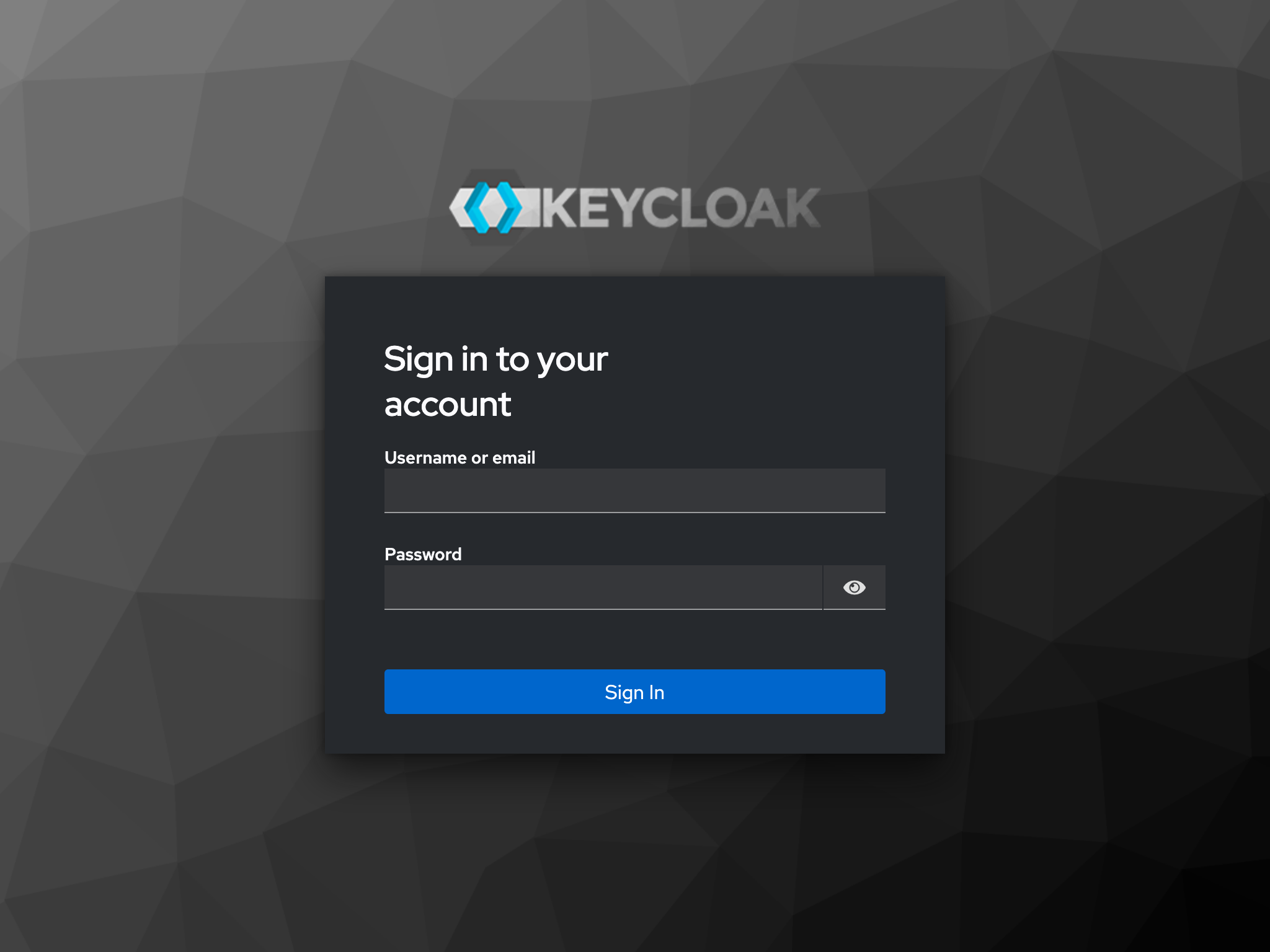 Screenshot of web browser showing Keycloak login page