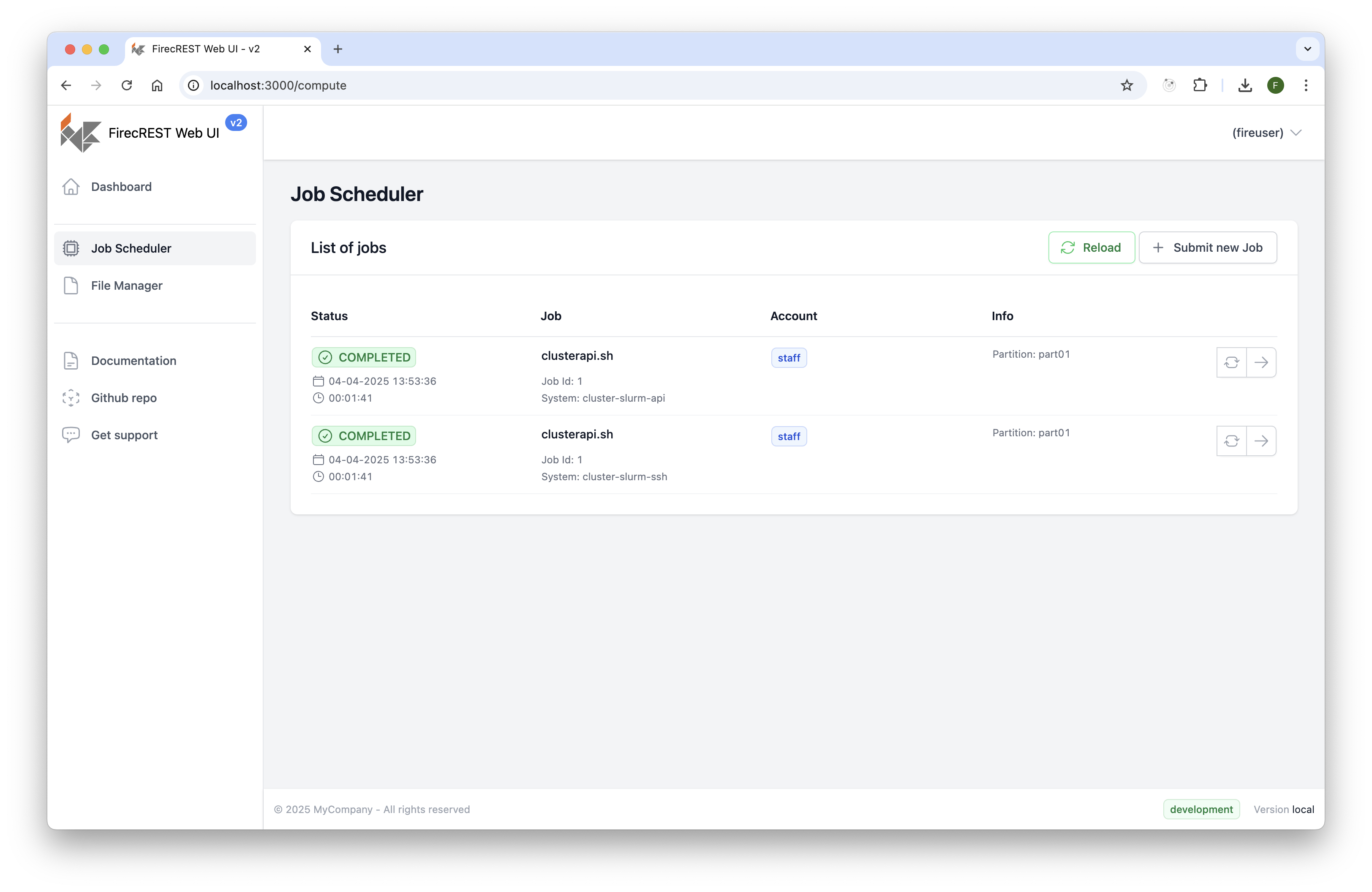 Job Scheduler View